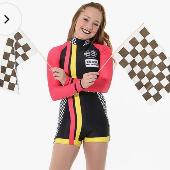 Just For Kix Alexandra Collection Speed Racer Biketard Girls Costume Size Y8 - Picture 1 of 6
